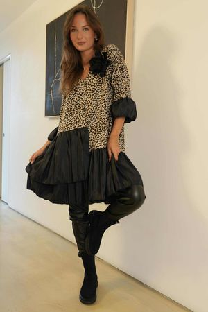 Oscar Rue Dress Micro Leopard /29 =